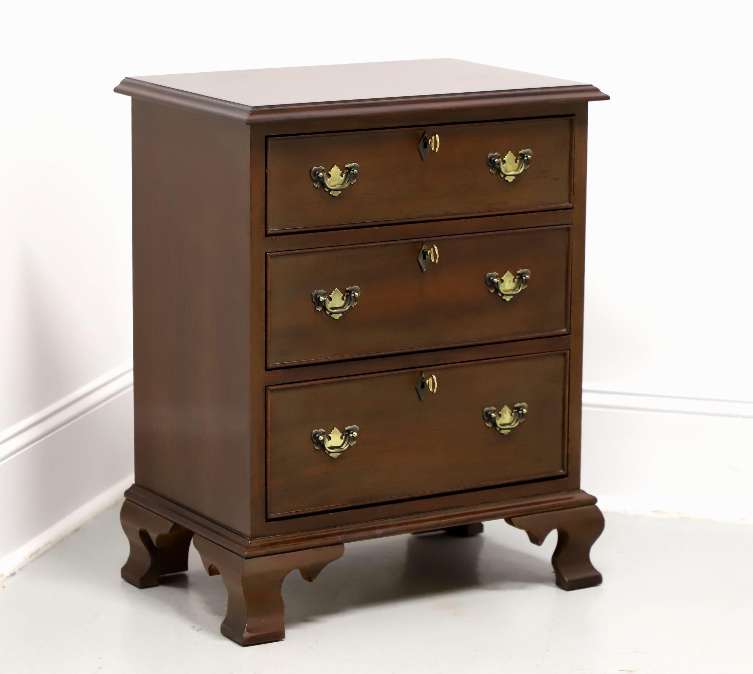 CRAFTIQUE Solid Mahogany Chippendale Style Three-Drawer Nightstand w/ Ogee Feet 5