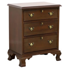 CRAFTIQUE Solid Mahogany Chippendale Style Three-Drawer Nightstand w/ Ogee Feet