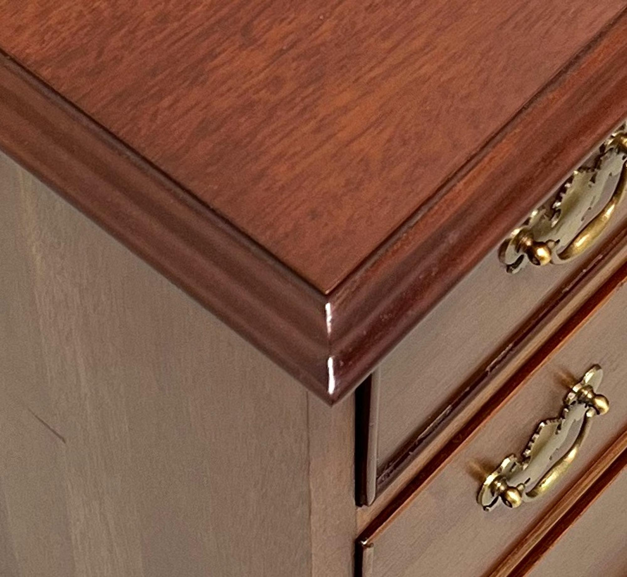 CRAFTIQUE Solid Mahogany Chippendale Style Three-Drawer Nightstands - Pair For Sale 1