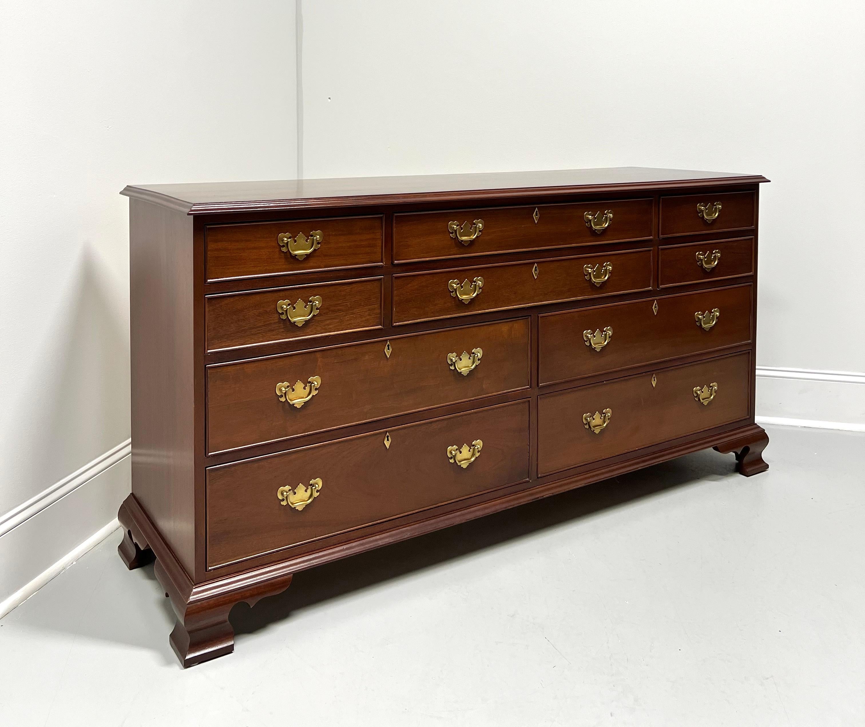 CRAFTIQUE Solid Mahogany Chippendale Ten-Drawer Triple Dresser w/ Ogee Feet 7
