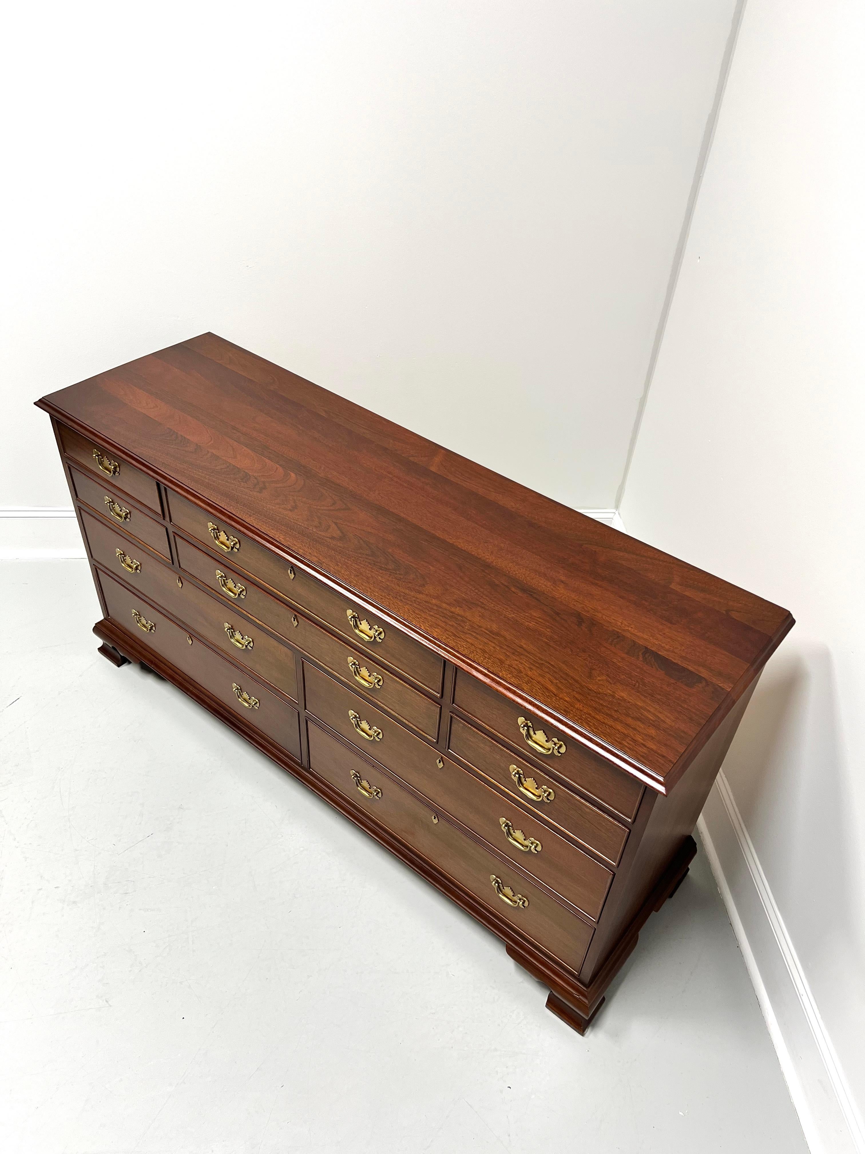 American CRAFTIQUE Solid Mahogany Chippendale Ten-Drawer Triple Dresser w/ Ogee Feet