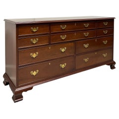 CRAFTIQUE Solid Mahogany Chippendale Ten-Drawer Triple Dresser w/ Ogee Feet