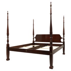 Craftique Solid Mahogany King Rice Carved Four Post Bed