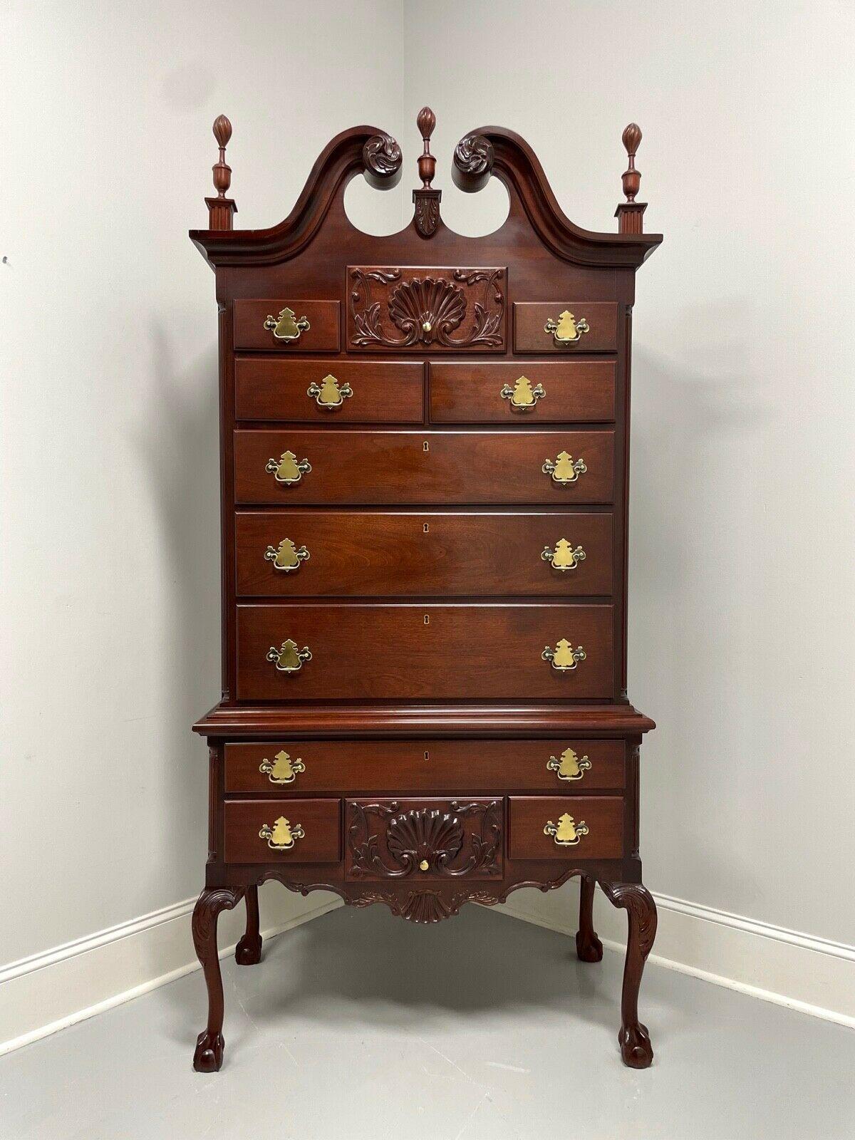 CRAFTIQUE Solid Mahogany Philadelphia Highboy Chest with Ball in Claw Feet For Sale 9