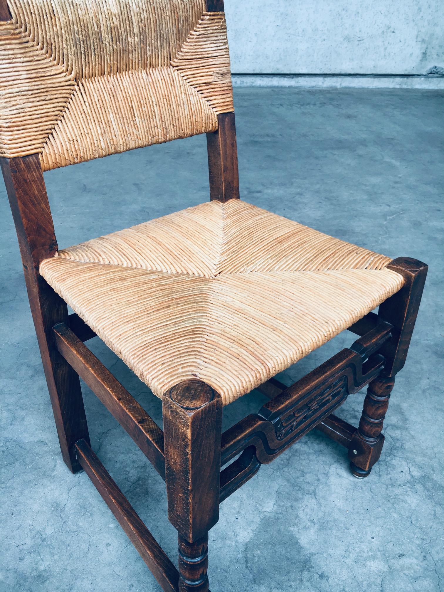 Craftman Oak & Rush Dining Chair set, France 1940's For Sale 7