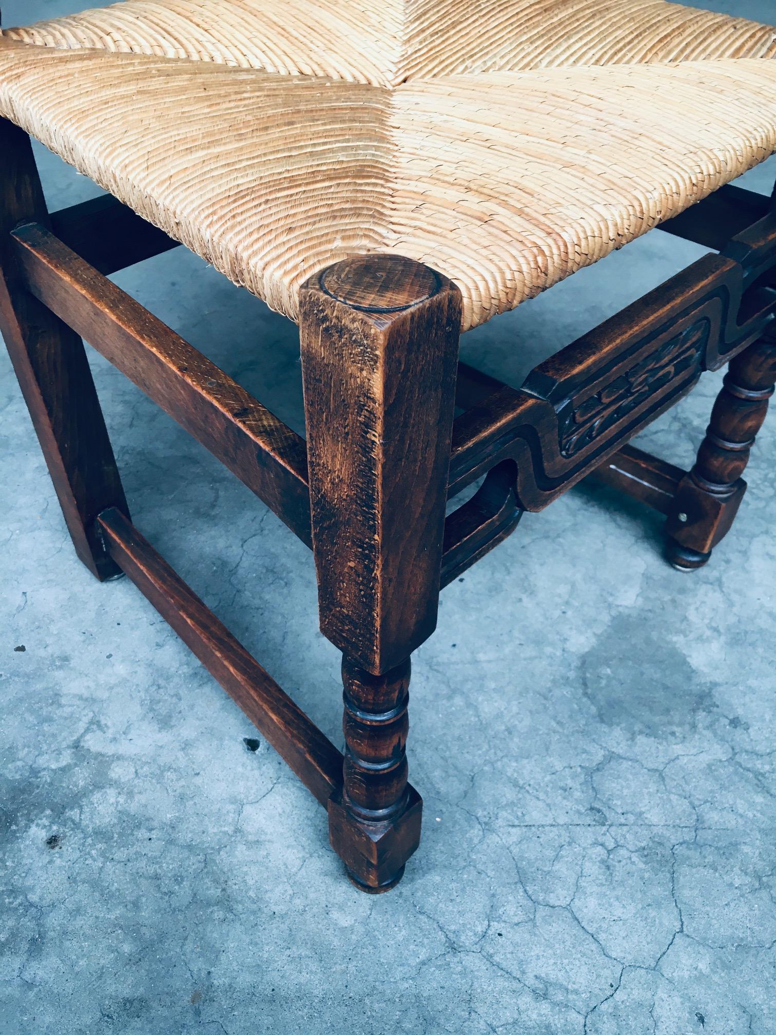 Craftman Oak & Rush Dining Chair set, France 1940's For Sale 10