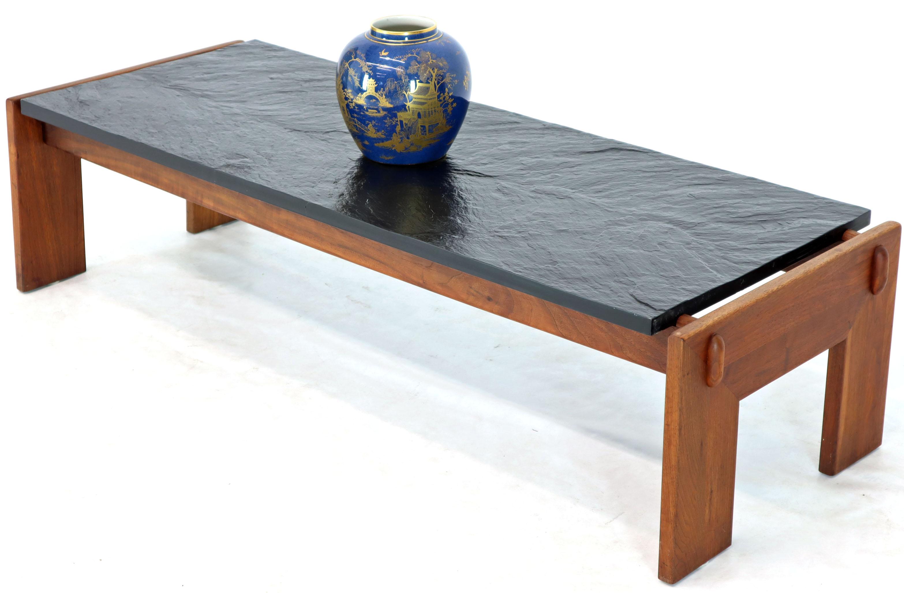 20th Century Crafts Associates Adrian Pearsall  Walnut Frame Slate Top Coffee Table