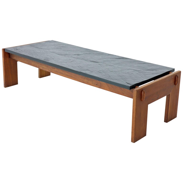 Crafts Associates Adrian Pearsall Walnut Frame Slate Top Coffee Table