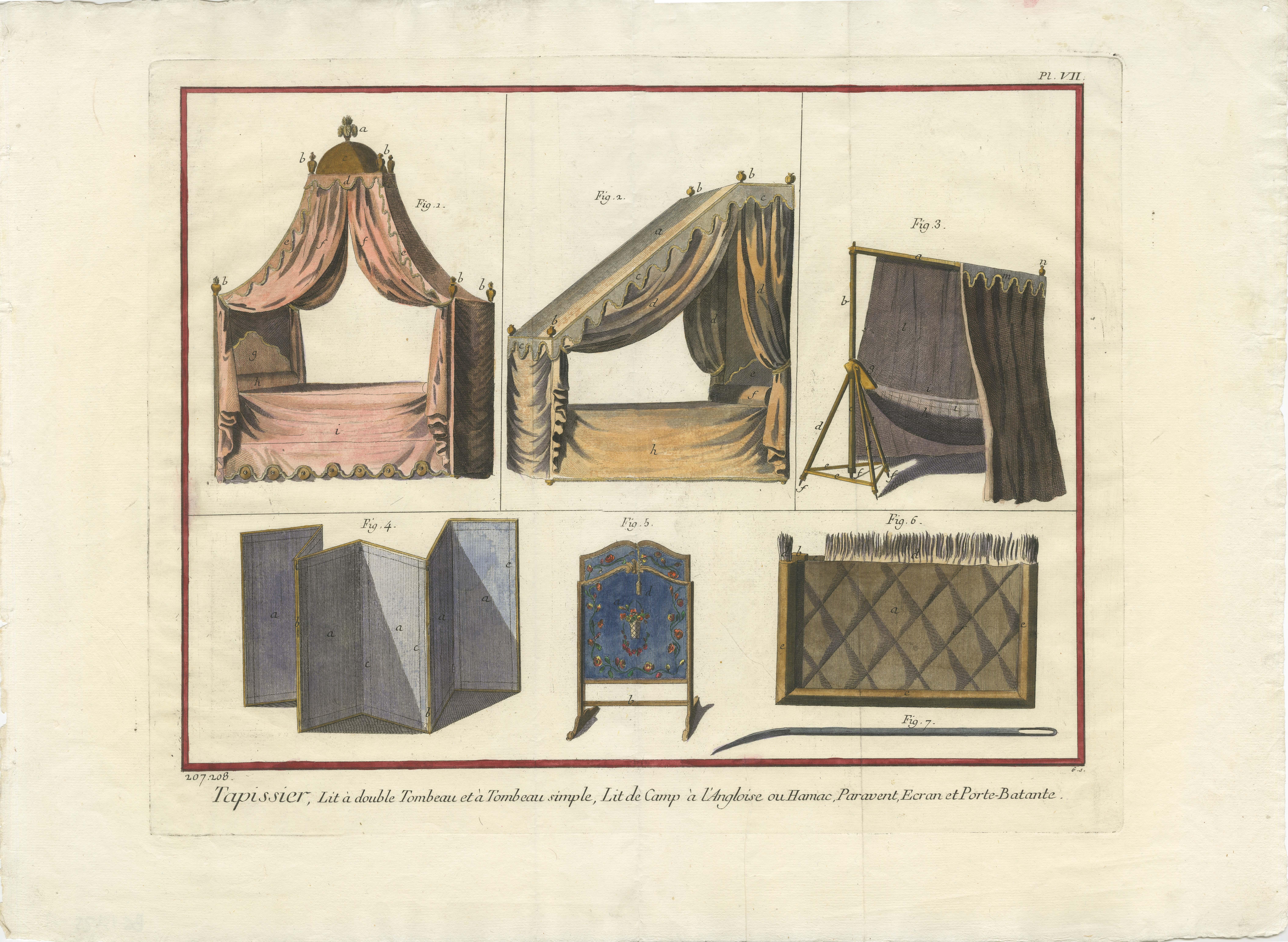 Crafts of Comfort and Style: Upholstery and Furniture Design in the 1760s from Diderot's Encyclopédie

This original hand-colored antique engraving is from the 