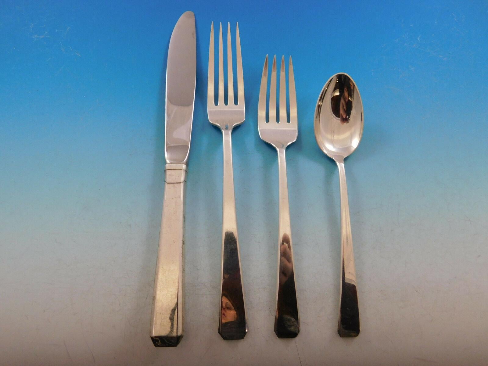 Monumental craftsman by Towle sterling silver flatware set, 124 pieces. This set includes:

12 regular knives, 8 3/4