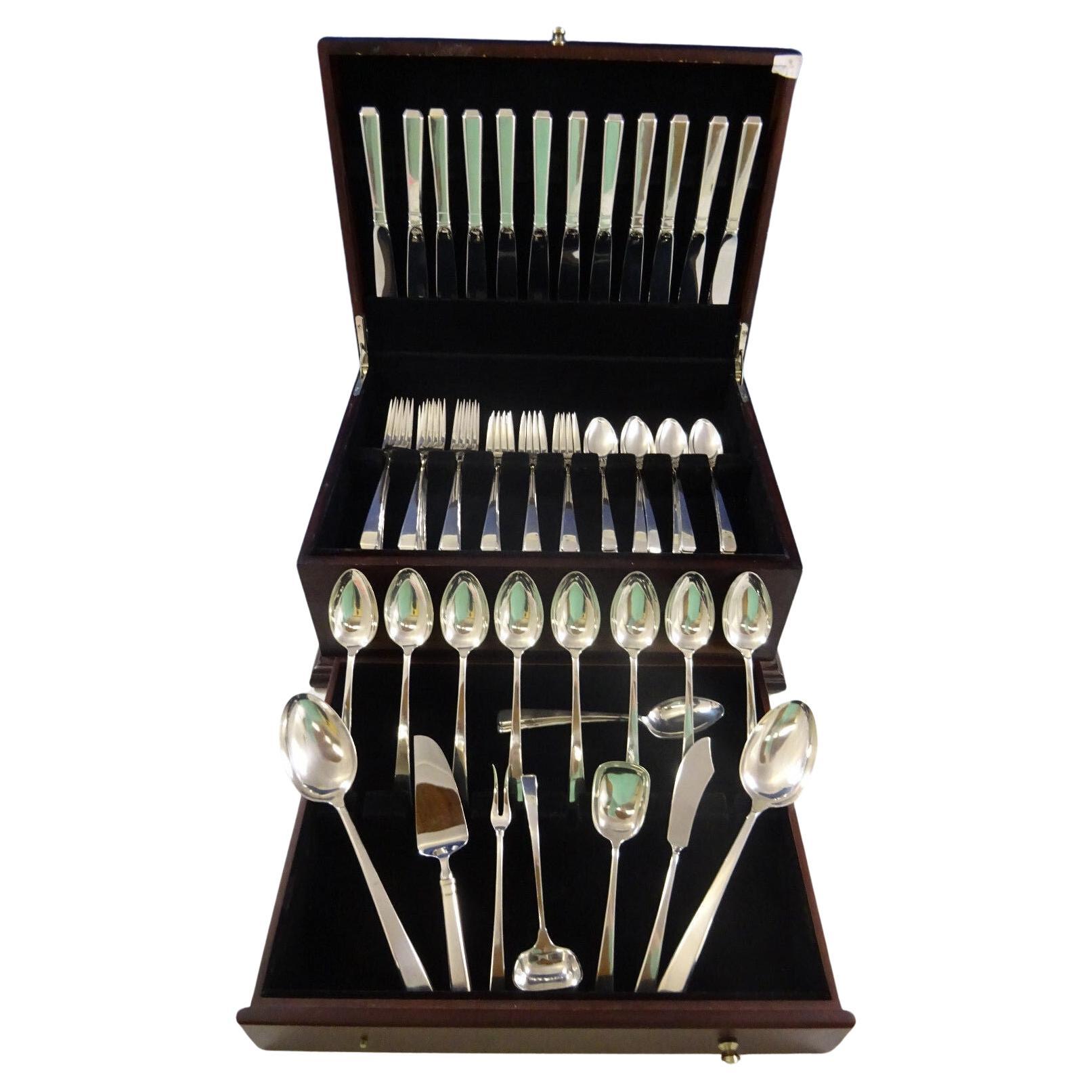 Craftsman by Towle Sterling Silver Flatware Set For 12 Service 67 Pieces For Sale