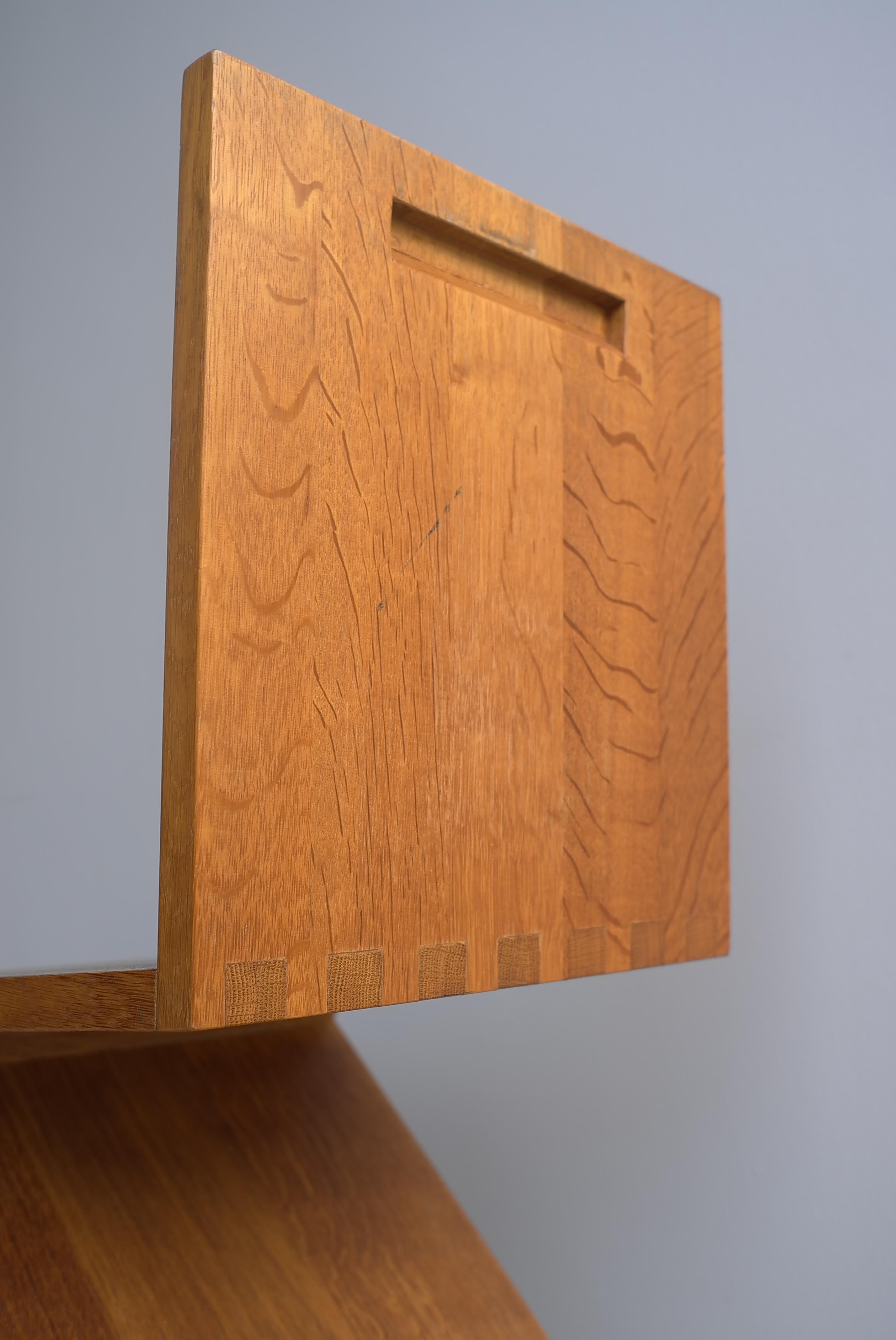 Late 20th Century Craftsman Gerrit Rietveld Zig Zag Side Chair in Solid Oak, The Netherlands 1970