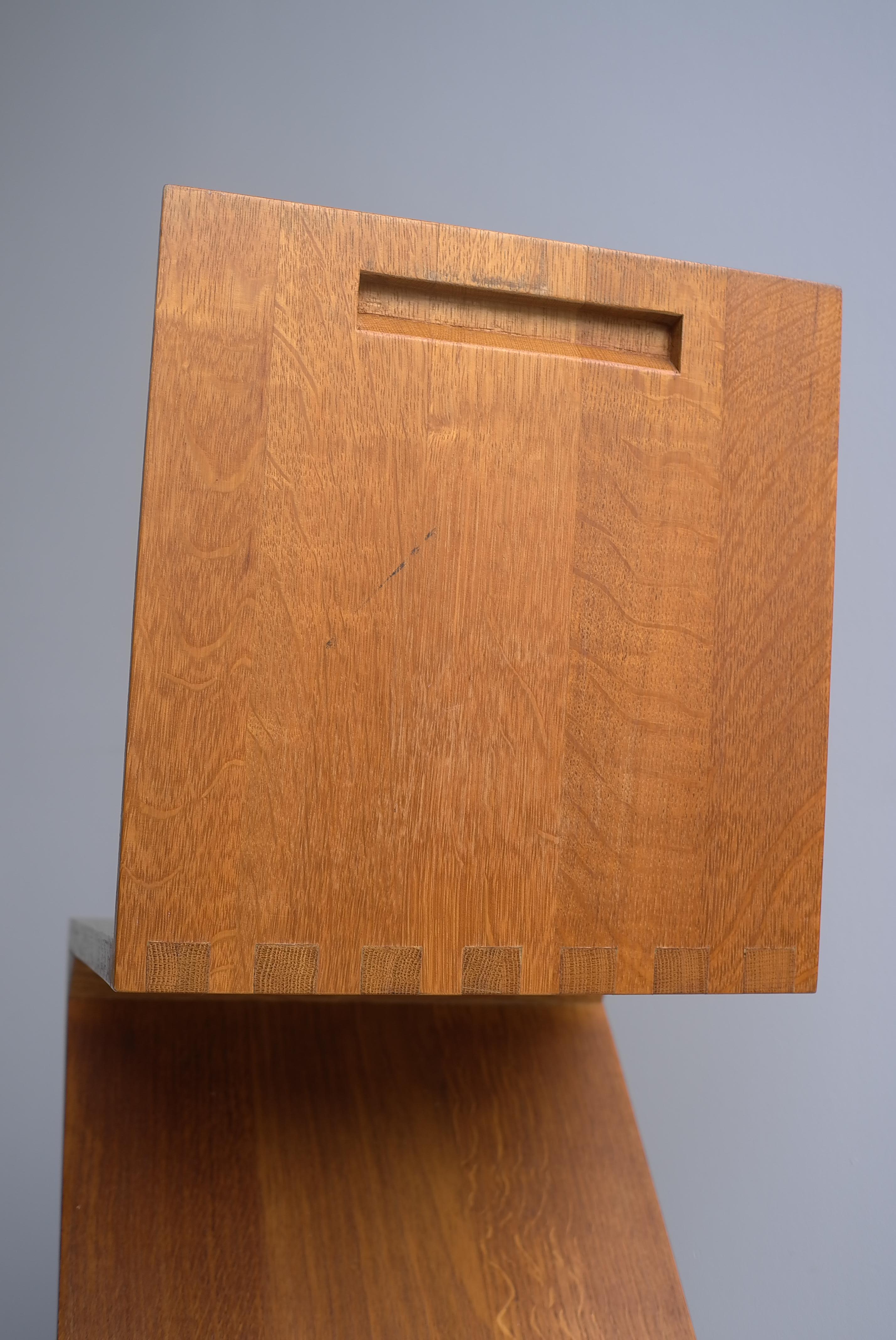 Craftsman Gerrit Rietveld Zig Zag Side Chair in Solid Oak, The Netherlands 1970 2