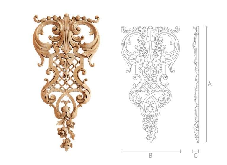 Craftsman Millwork Wood Onlay, Unique Custom Wall Applique from Oak or