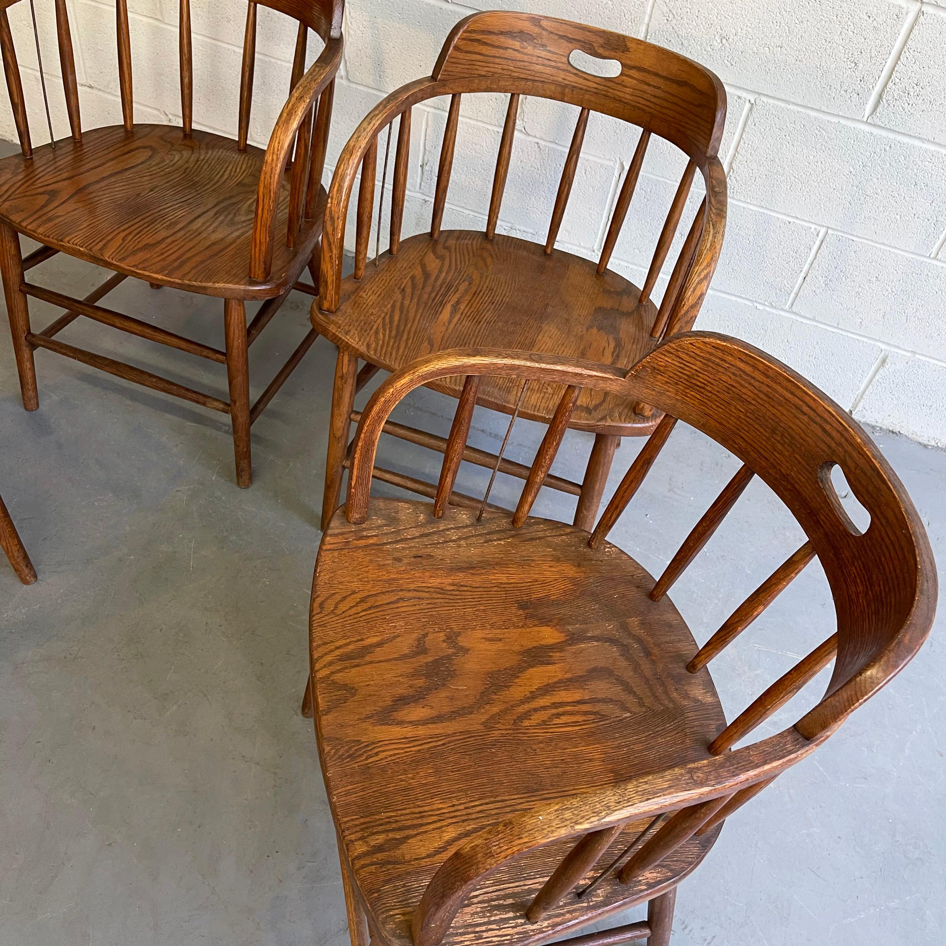 Craftsman Oak Fire House Dining Armchairs 5