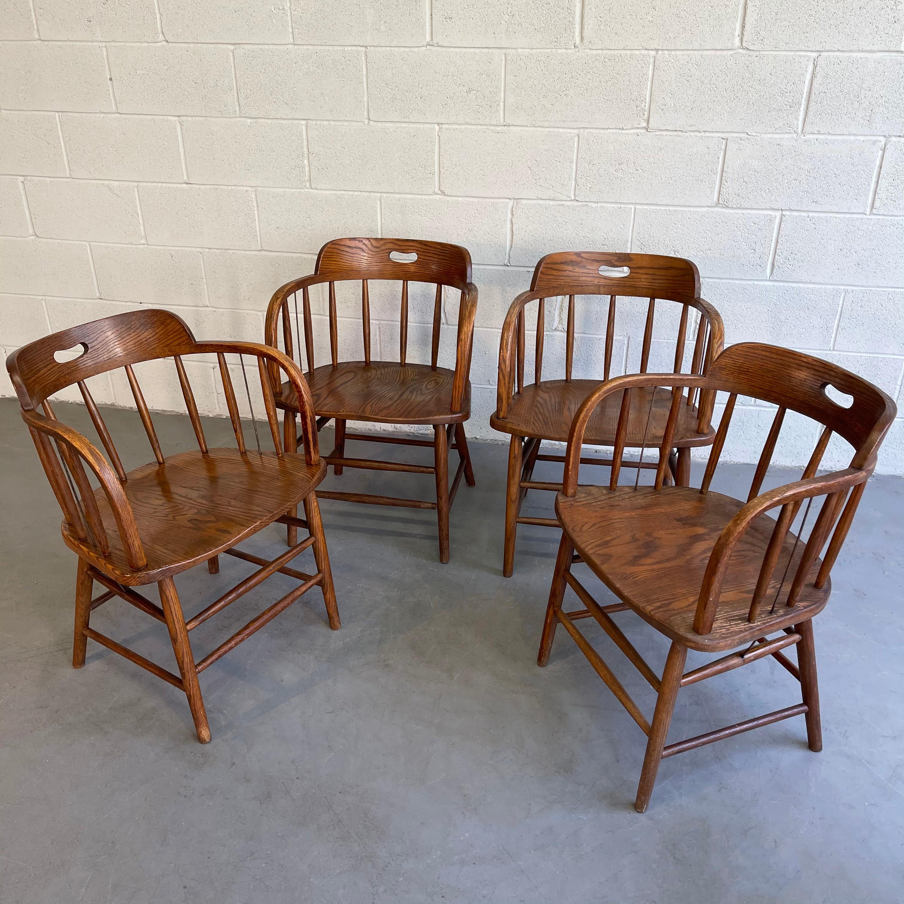 Craftsman Oak Fire House Dining Armchairs 2