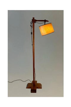 Craftsman Style Floor Lamp, Mahogany Maple, Hand-Carved, United States