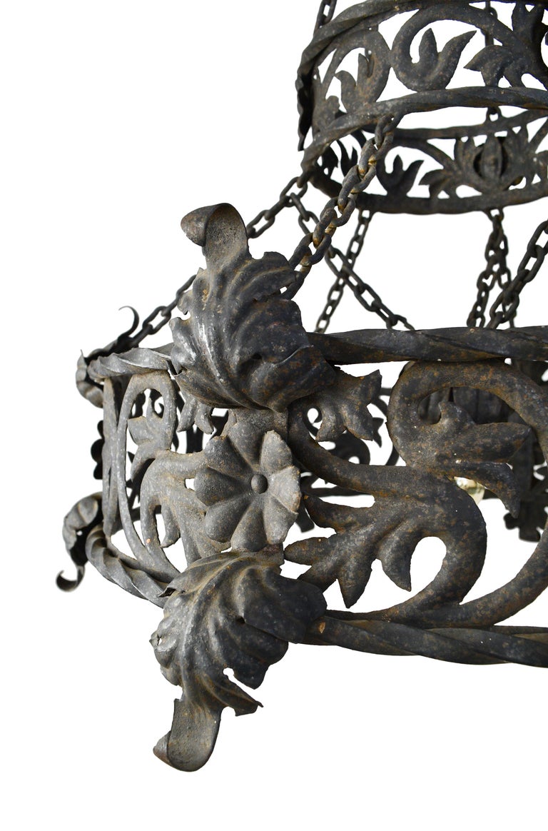Craftsman Tudor Gothic 4-Light Iron Ring Chandelier For ...
