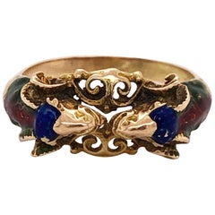 Craftsman's Rams Head Gold Enamel Ring