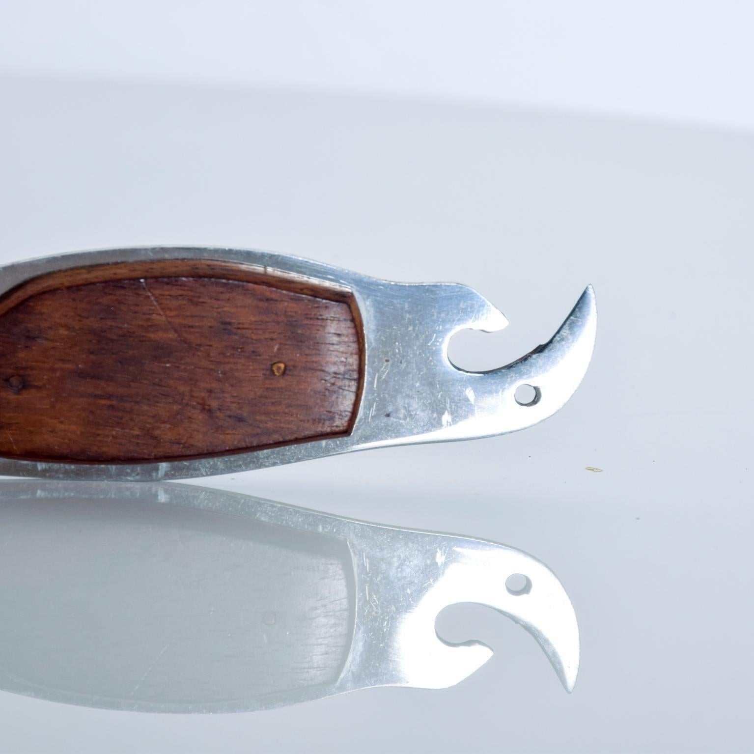 Stainless Steel Crafty Parrot Barware Tool Bottle Opener and Knife Combo Japan 1970s For Sale