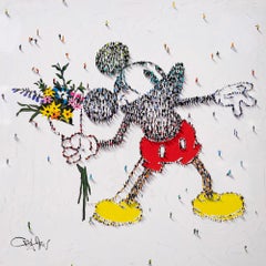 "Flower Cocktail" Playful Piece with Figures Convening into Image of Micky Mouse