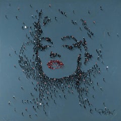 "Iconic Assemblage" Pop Culture Piece with Figures Convening into Marilyn Monroe