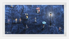 "Mini Populus: Night Light" Contemporary Original Mixed Media on Board Framed