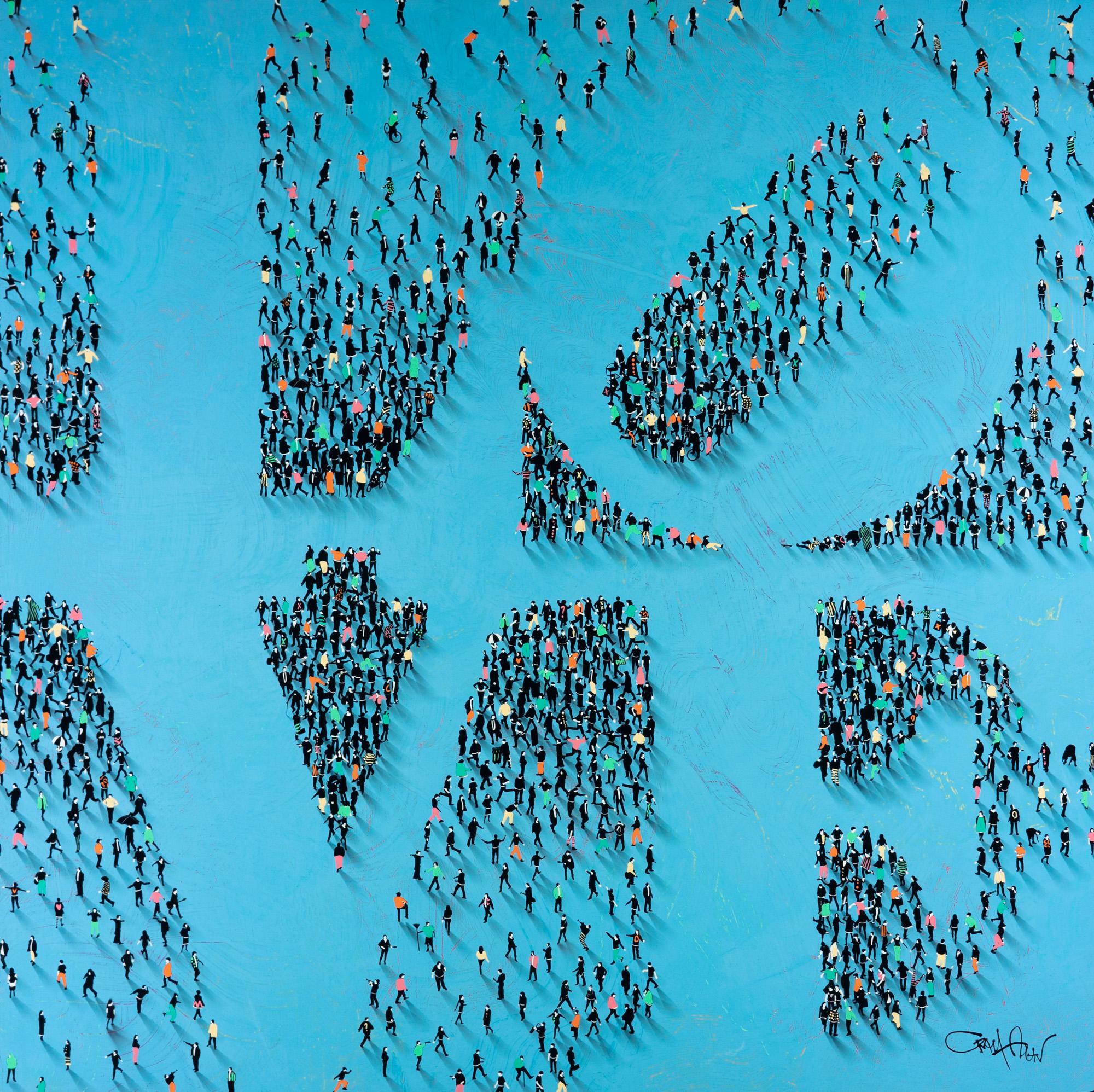 "Populus: Everyone" Crowd of Figures Spelling Love Giclee on Canvas Print - Mixed Media Art by Craig Alan
