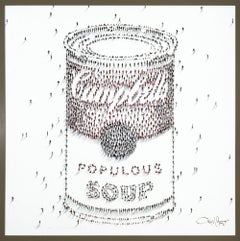 Used "Populus: Soup" Contemporary Figurative Pop Art Chrome Mixed Media on Metal