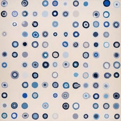 "Cumulation III" Abstract Circles Framed Mixed Media on Canvas Painting