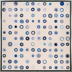„Cumulation III“ Abstrakte Kreise gerahmt Gemälde in Mischtechnik auf Leinwand
