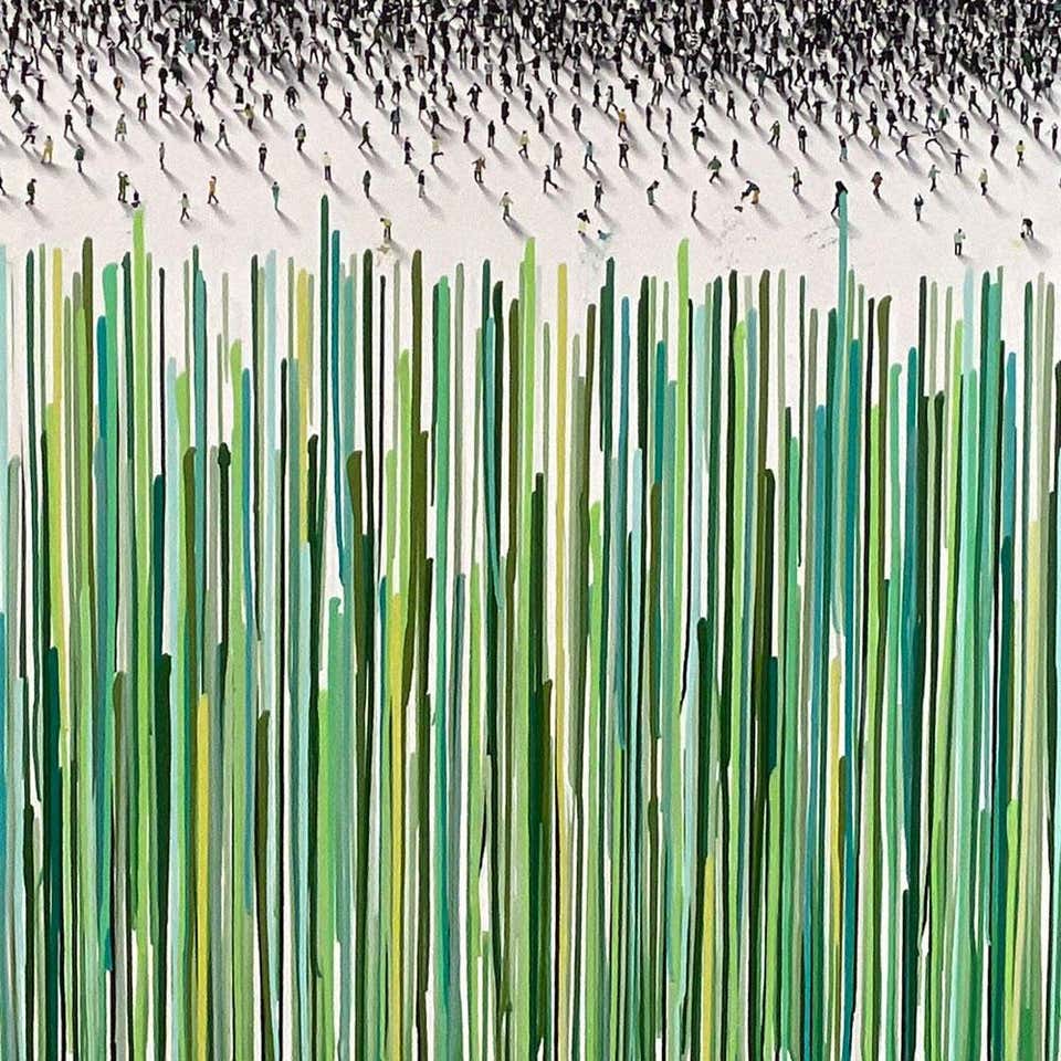 Deluge of Verde by Craig Alan Original Unique Mixed Media Painting on Panel