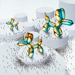 "Populus: Three Dog Night" Multitud de globos Pintura en técnica mixta sobre metal