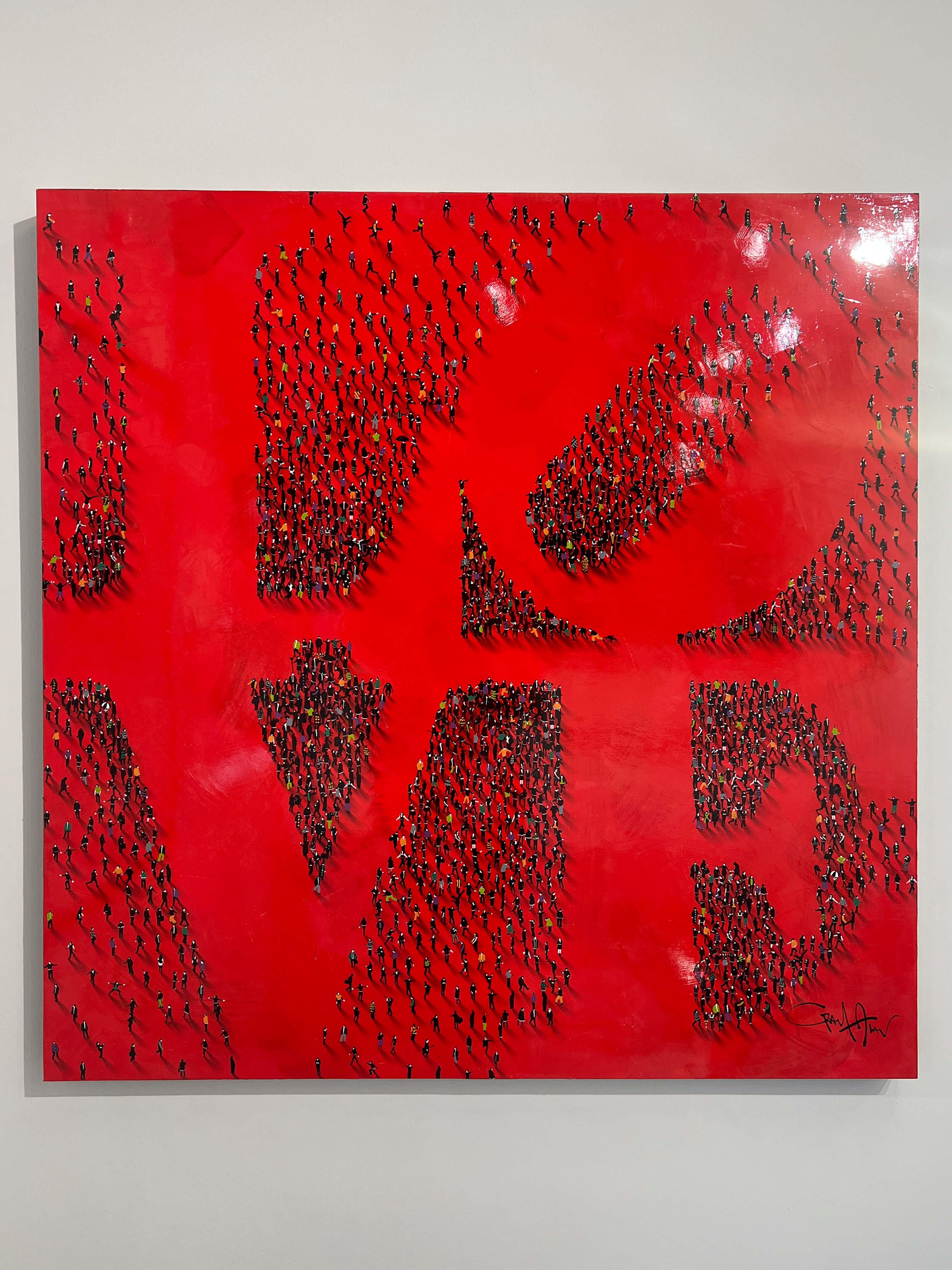 Red Indiana Love, 122 cm - Painting by Craig Alan