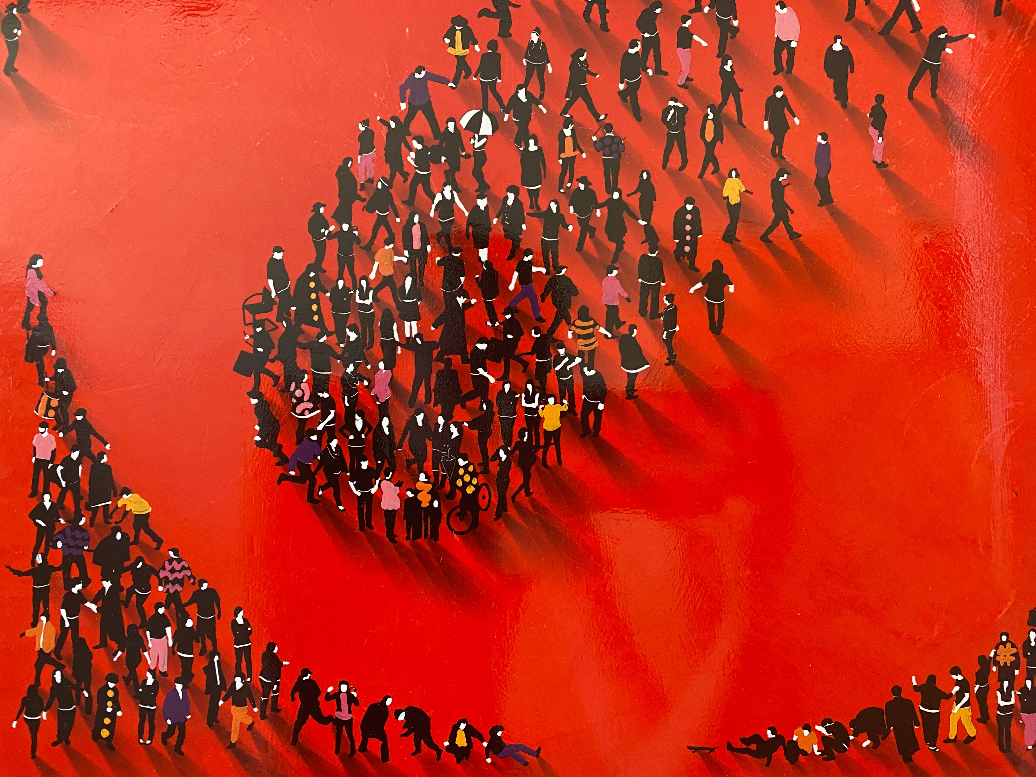 Red Indiana Love, 91 cm - Painting de Craig Alan