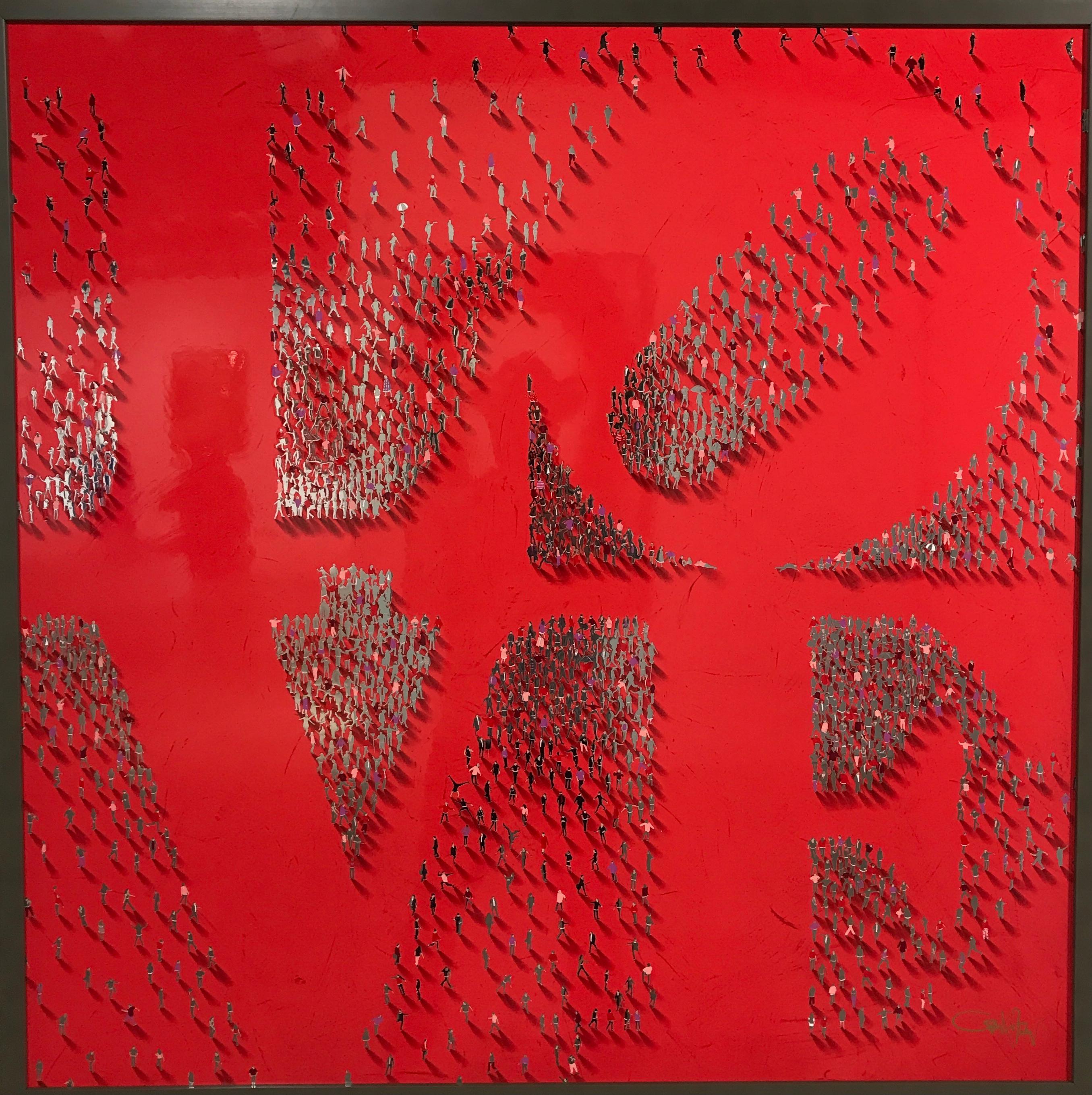Craig Alan Abstract Painting - Red Indiana Love - Chrome