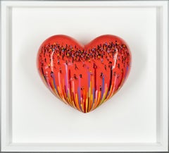 "Populus: Afecto del alma" Escultura tridimensional de corazón pintado con marco