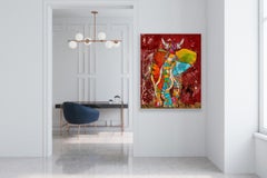 „Mindful Journey“ – lebhaftes, farbenfrohes Elefantengemälde in Mischtechnik auf Holzplatte