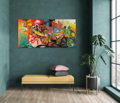 Das Streben nach Nectar – farbenfrohes Mixed Media-Tier-Totem auf Holzplatte