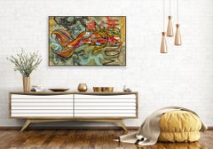 "Mouvement extraordinaire 3" - Peinture multimédia vibrante et colorée en argile