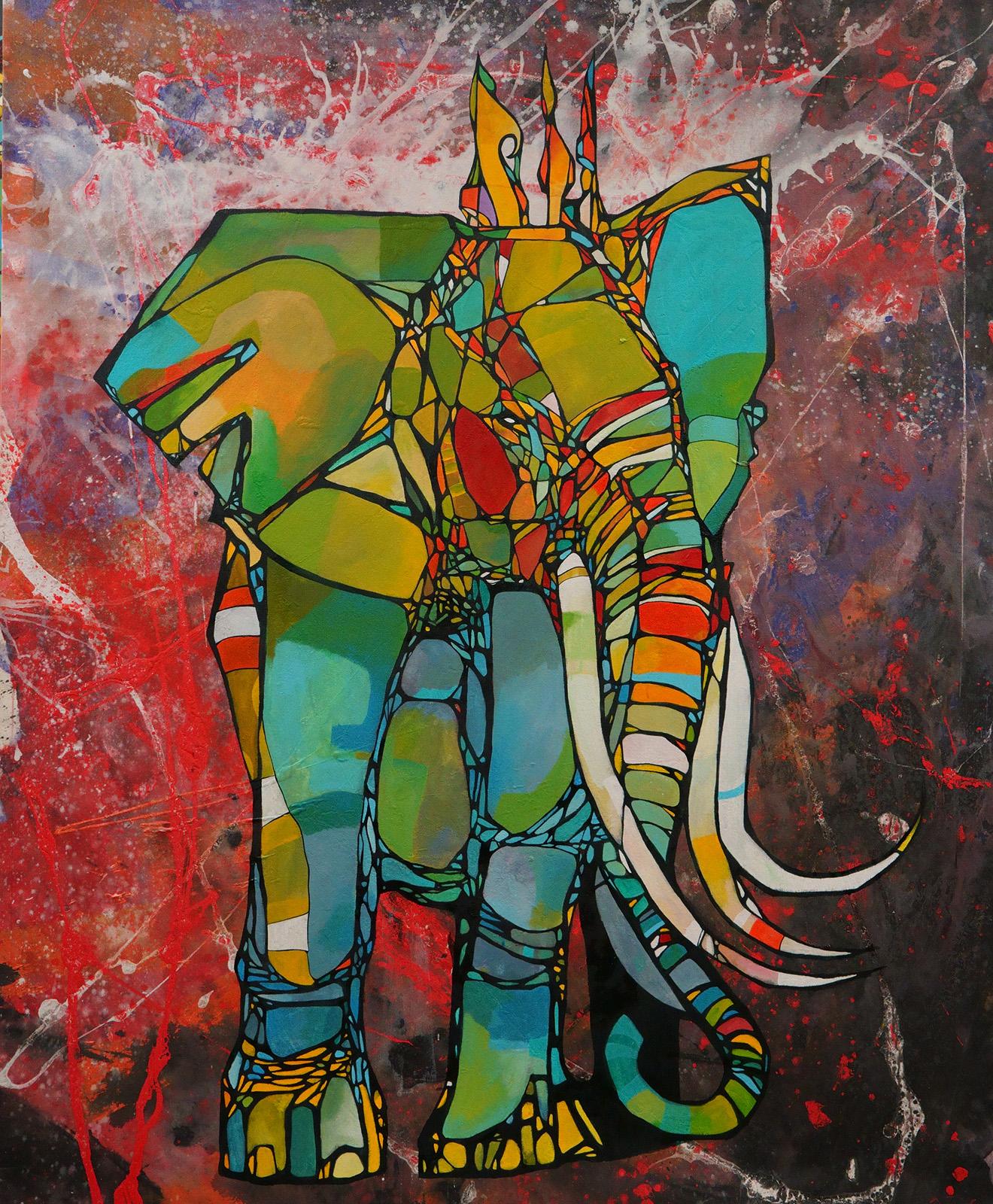 Triple Tusk w/Crown (Massive Stampede Collection) - Mixed Media Art by CAM (Craig Anthony Miller)