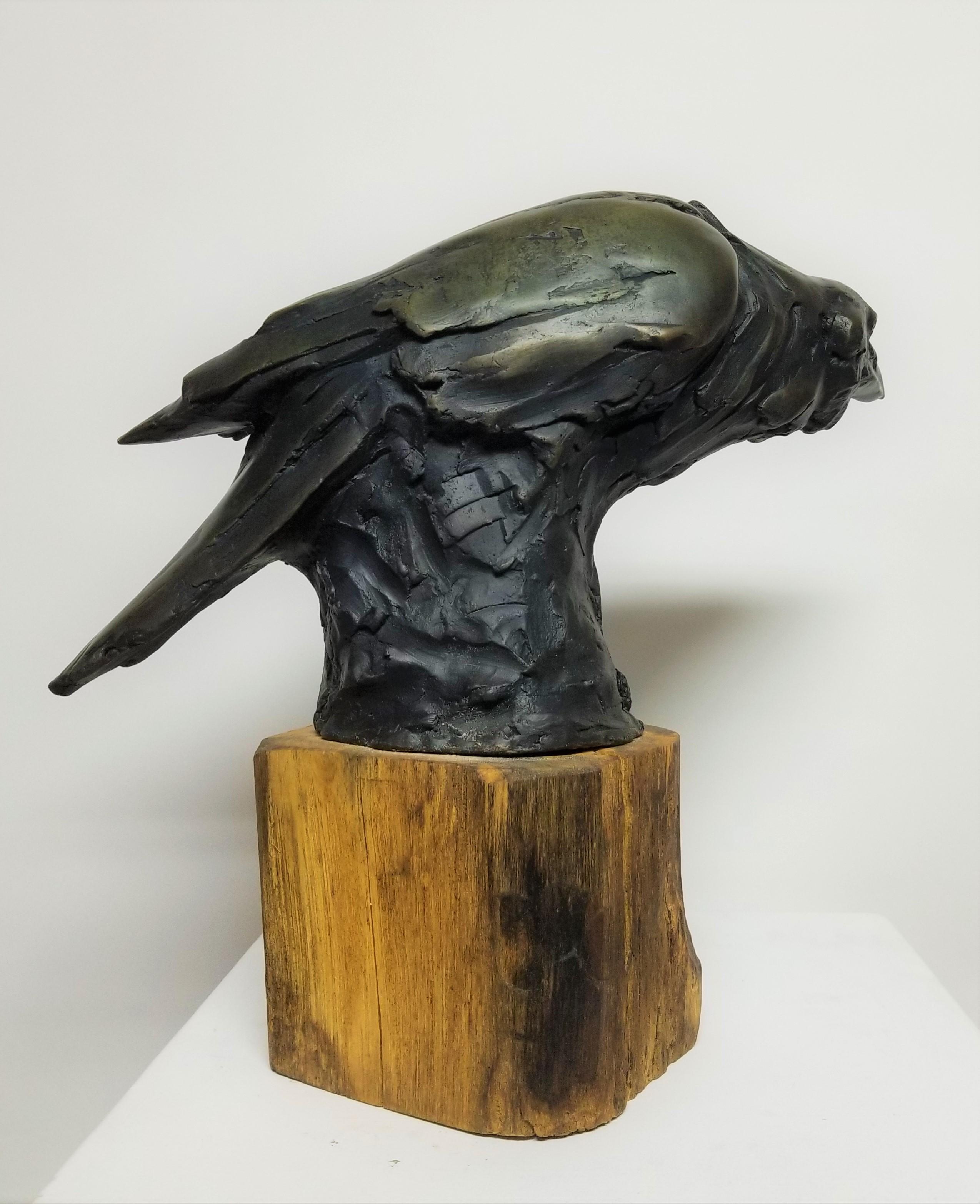 bronze raven sculpture