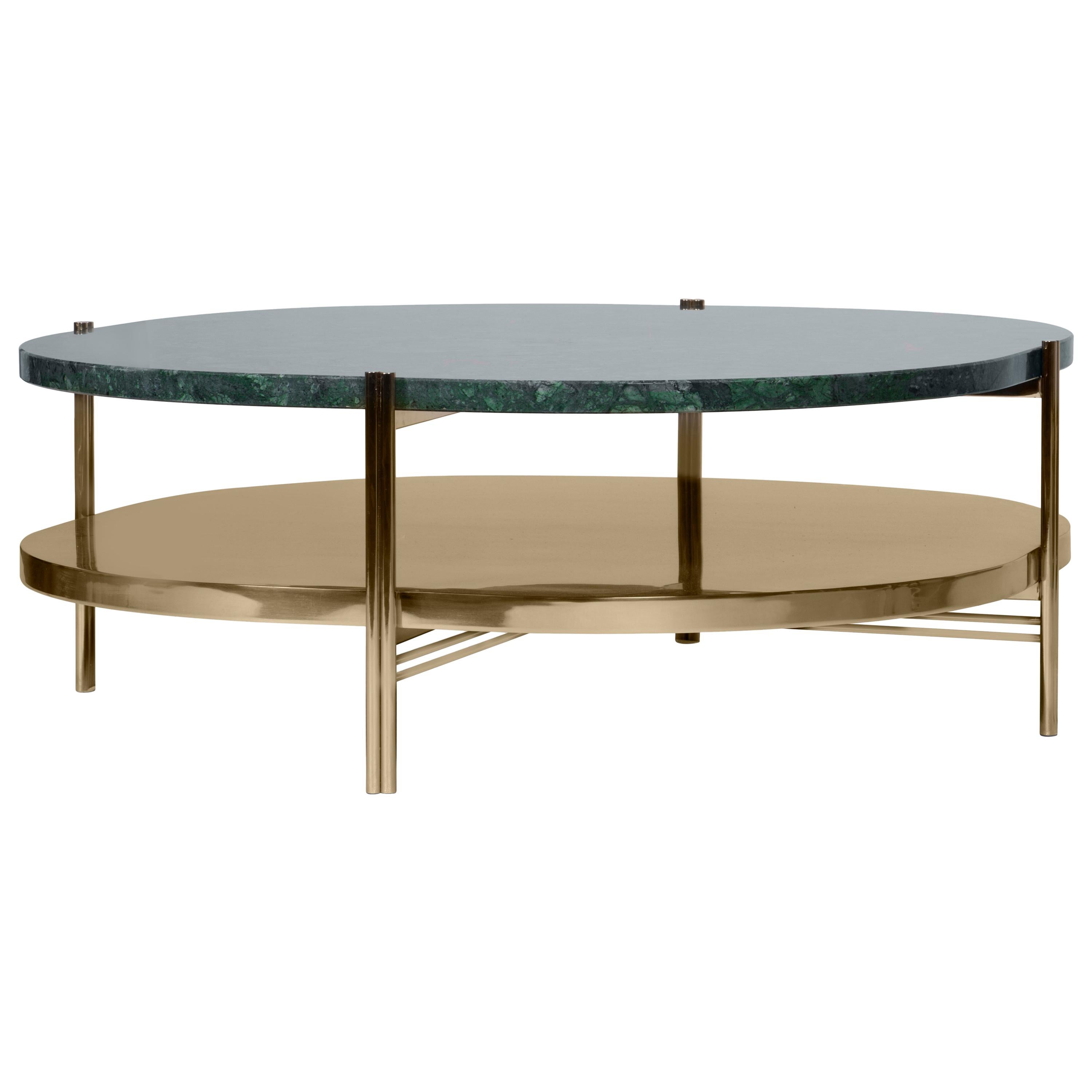 Craig Cocktail Table in Polished Brass and Marble For Sale