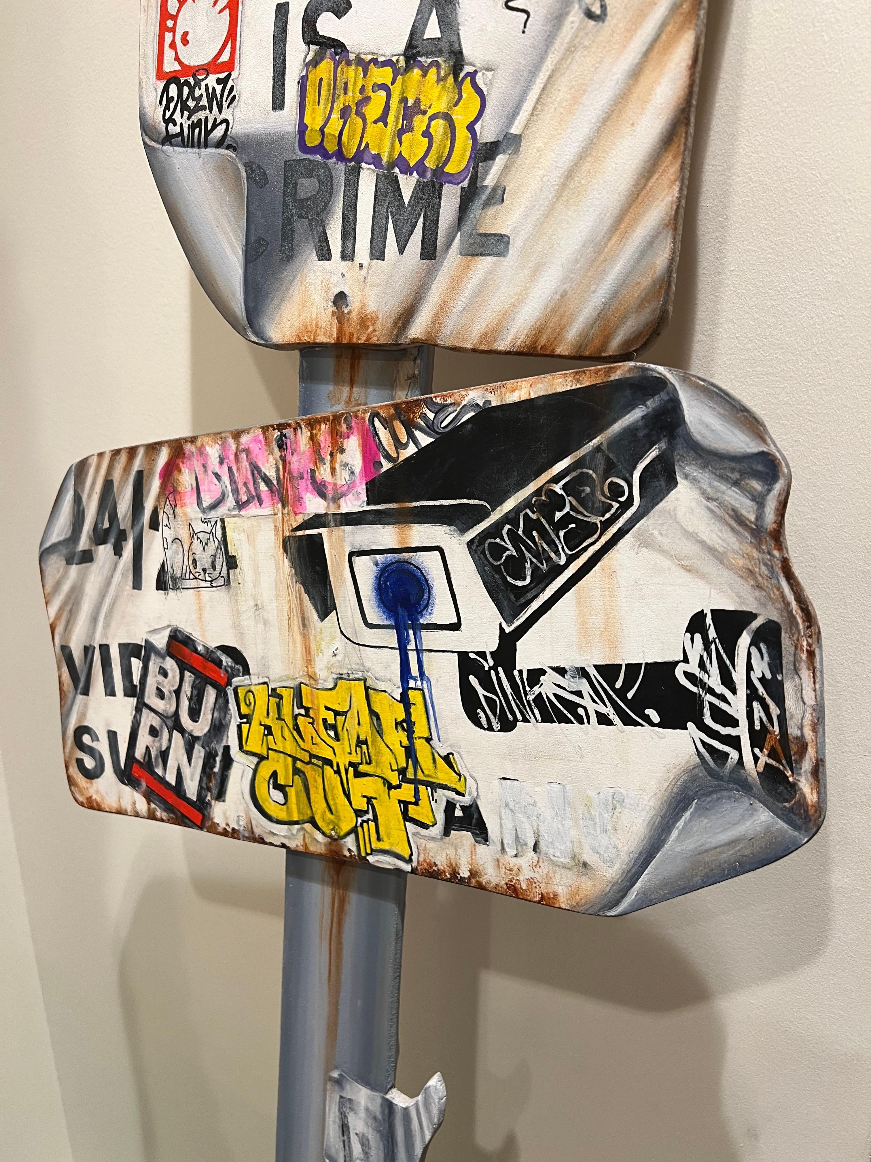 Street art pop art contemporary oil on wood interior signs graffiti - Street Art Painting by Craig Cole
