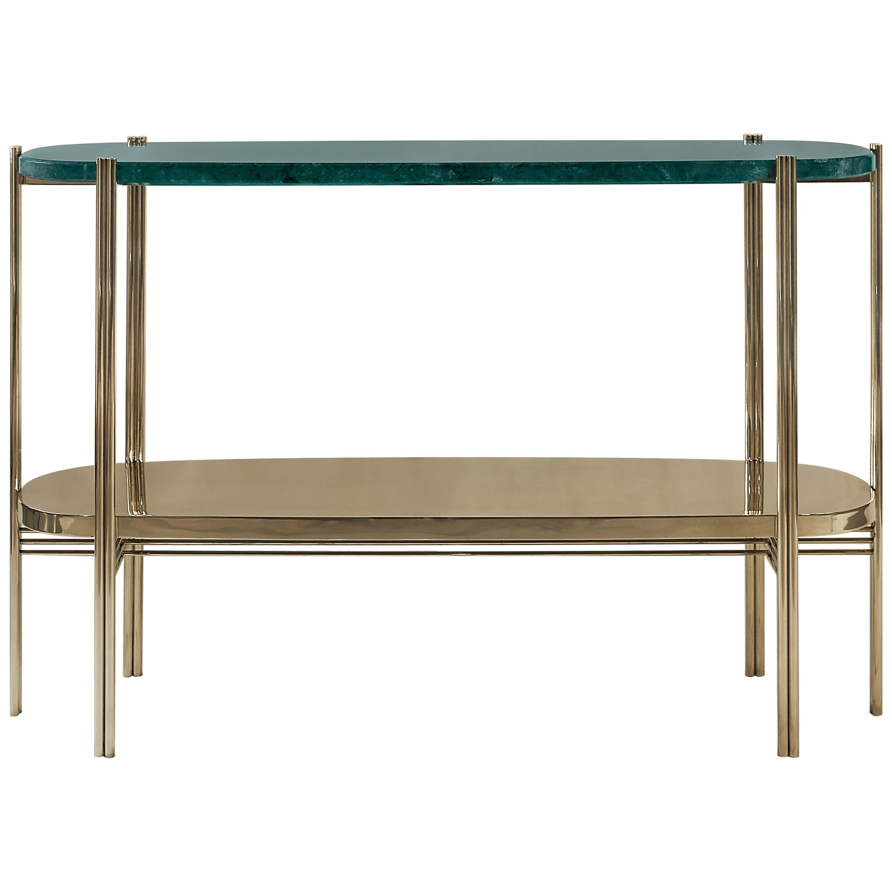 Craig Console in Polished Brass and Marble For Sale