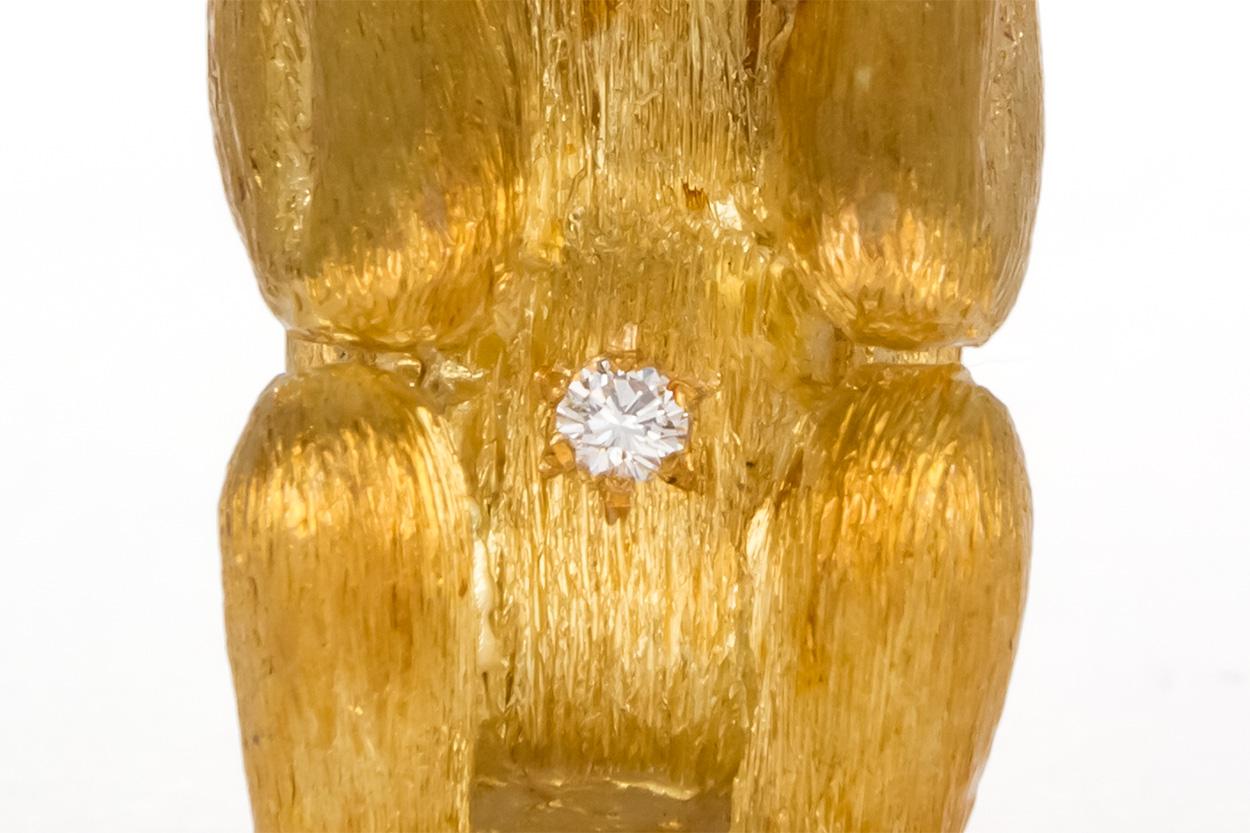 Contemporary Craig Drake 18k Gold Diamond Ruby Wise Monkey Brooch Set Speak See Hear No Evil
