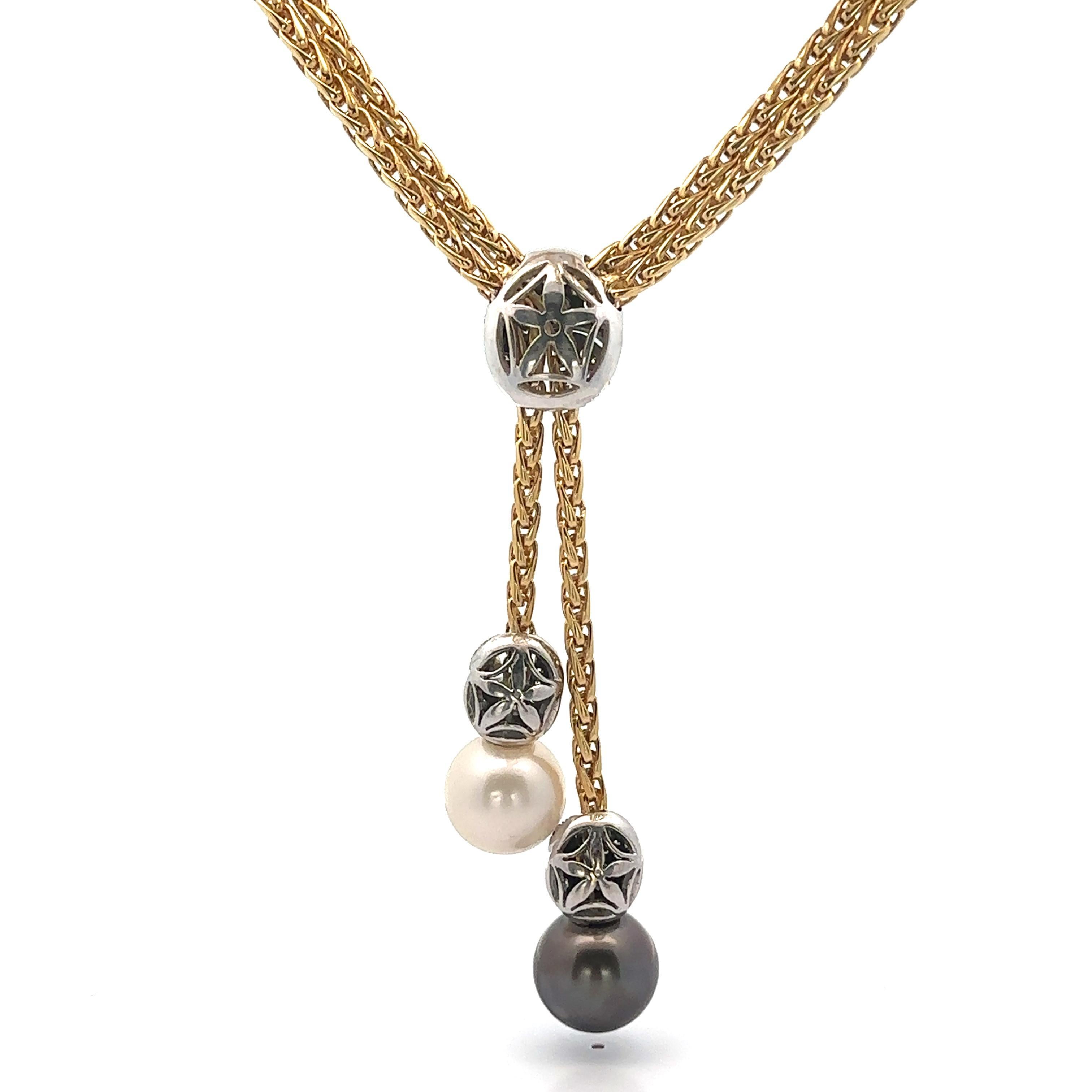 Craig Drake - Collana con perle e diamanti in oro 18 carati a doppio anello A Link in vendita 2