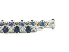Craig Drake Bracelet en or blanc 18k 14.05ctw Blue Sapphire Diamond "XO" Line