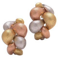 Orecchini a clip di ciottoli in oro tricolore di Craig Drake 18KT