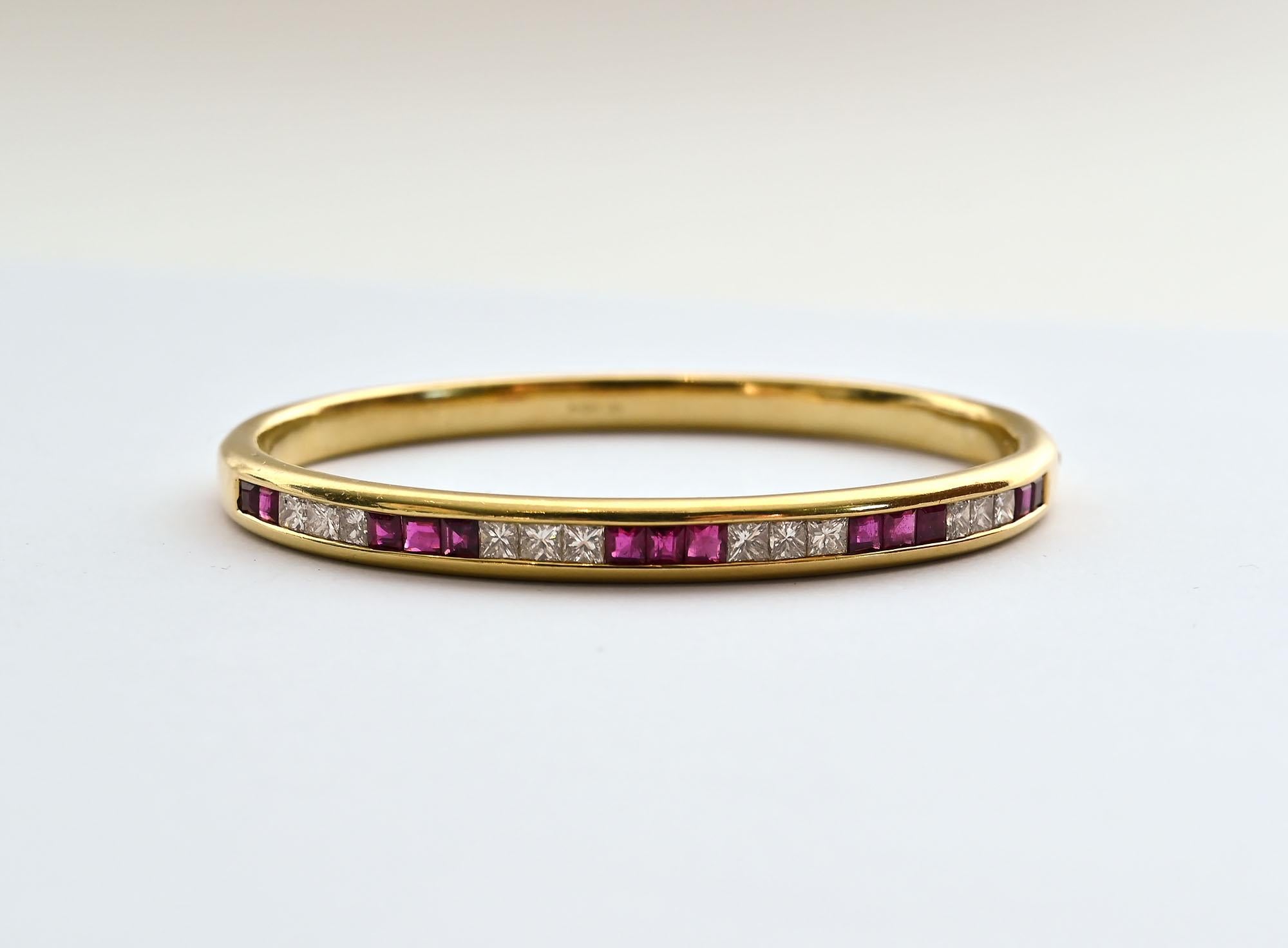 Contemporary Craig Drake Diamond and Ruby Hinged Bangle Bracelet For Sale